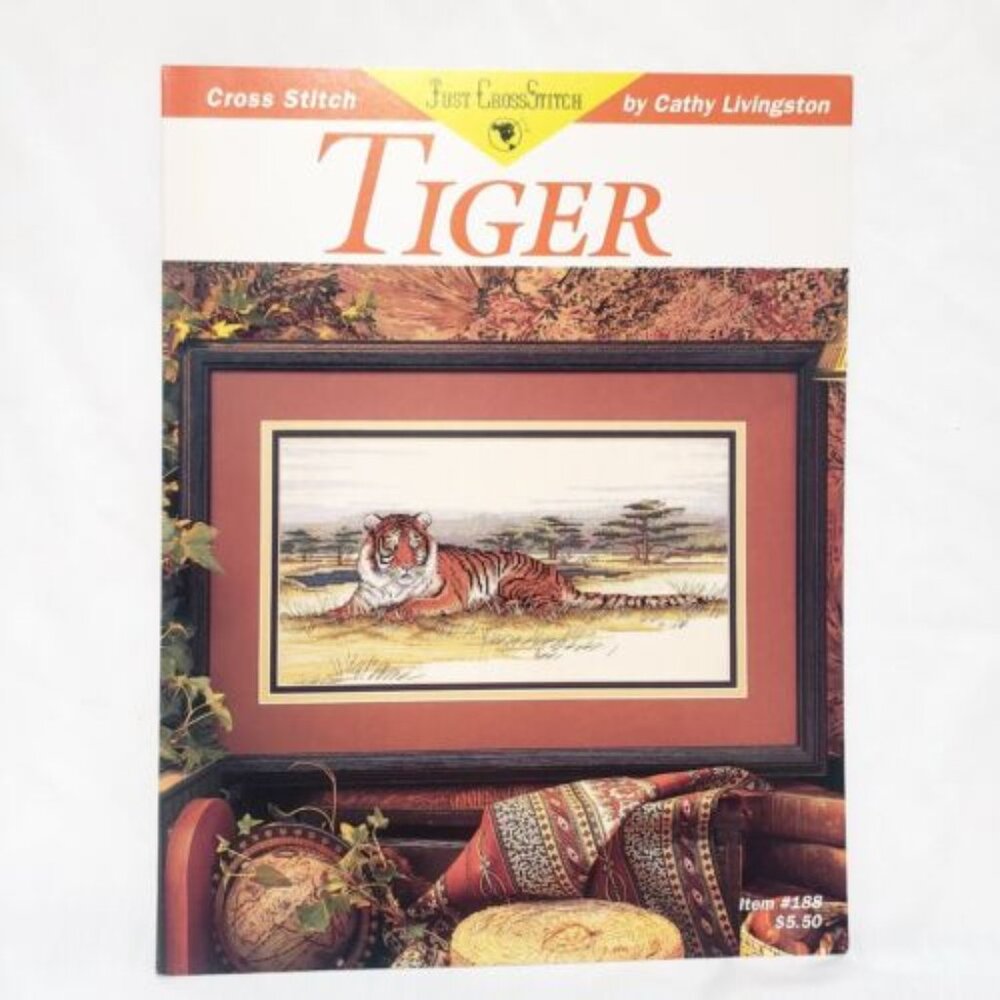Tiger Laying Down Just CrossStitch Leaflet 188 Pattern 1992 Cross Stitch Leafle